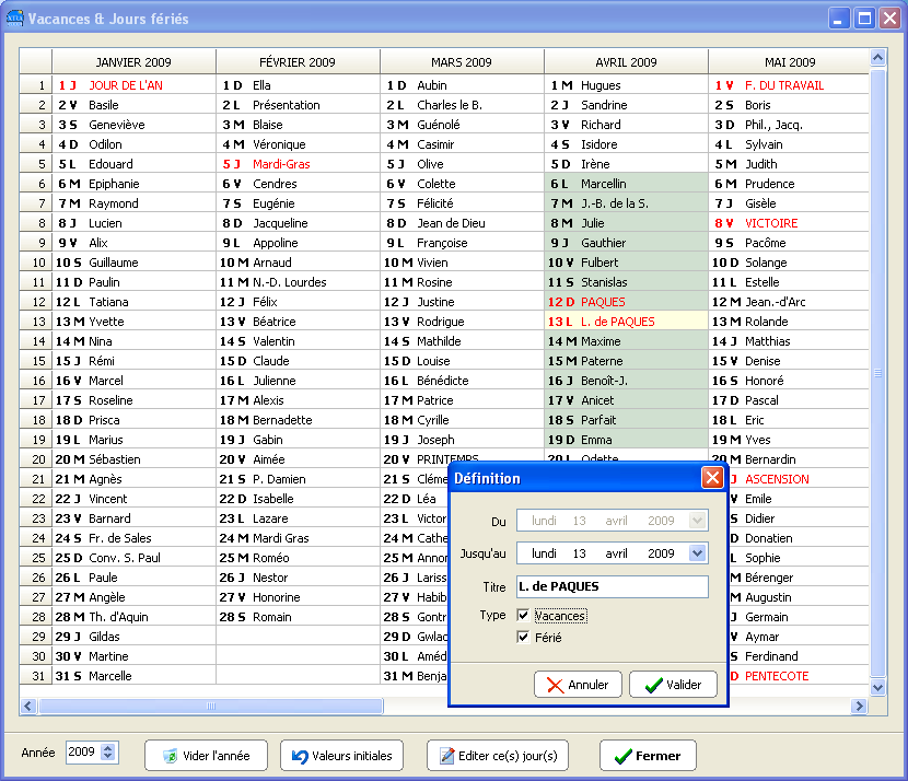 Logiciel gestion de planning - Calendrier Xtra - Saisie d'une tâche