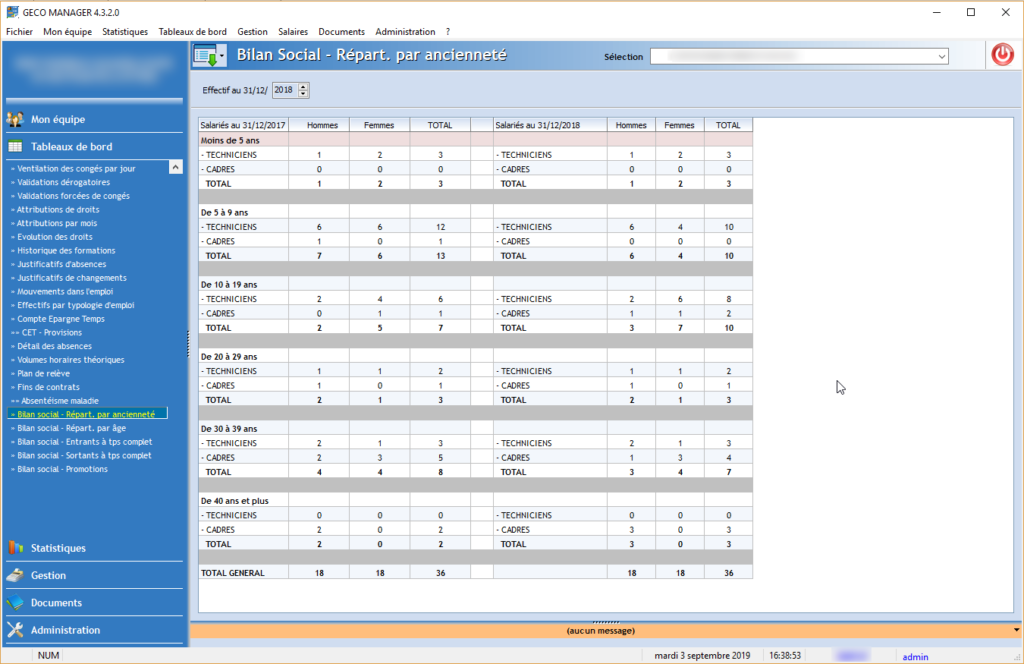 Logiciel gestion des congés - GECO MANAGER - Bilan social